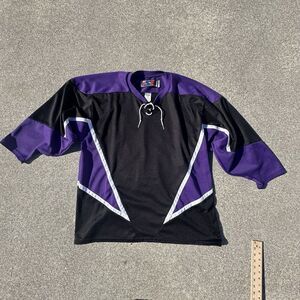 Vintage SP Hockey Jersey Mens Large Relaxed Canada FLC Knit Purple Black 90's